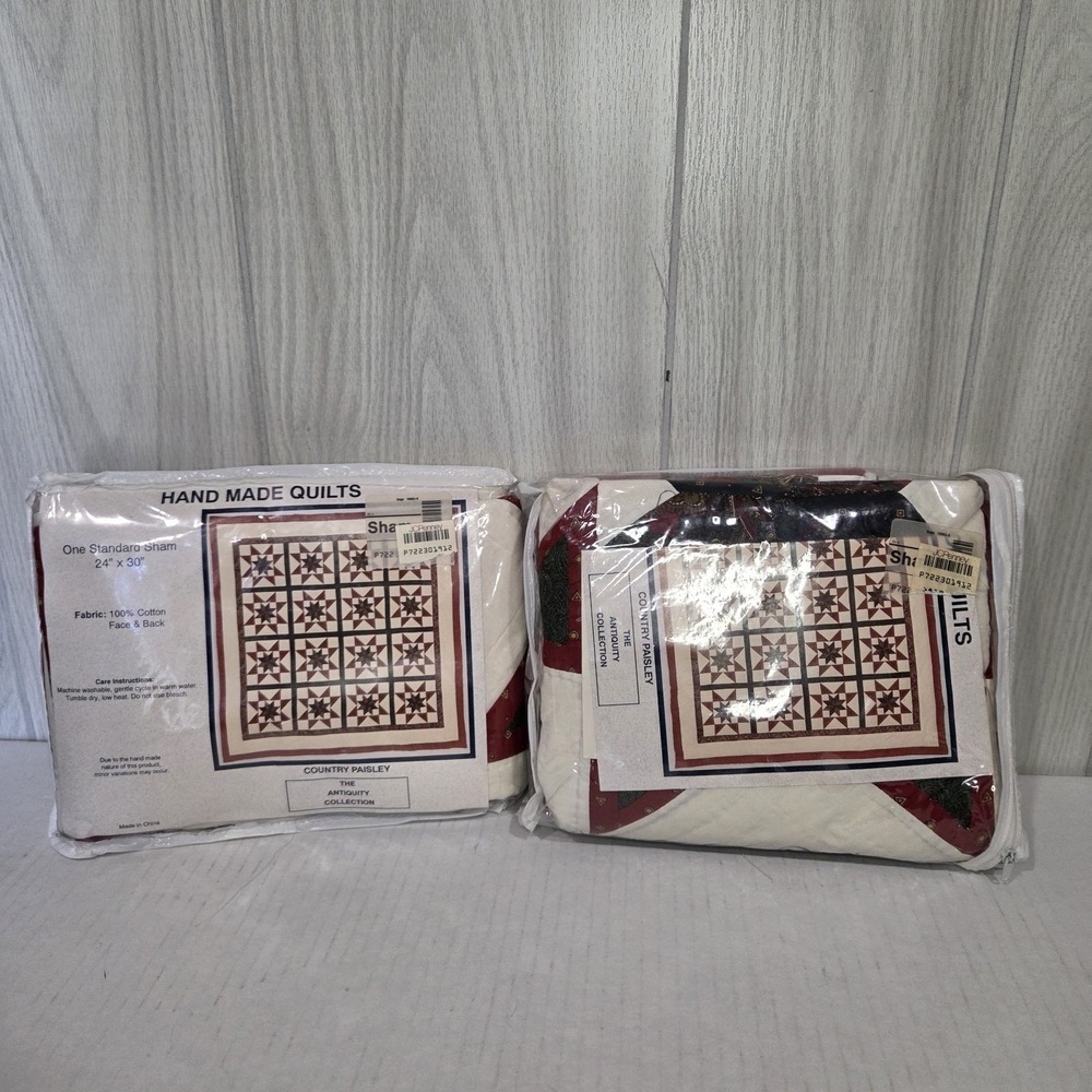 JC Penney Quilted Patchwork Pillow Shams Set of 2 Cotton Cottagecore Whimsy
